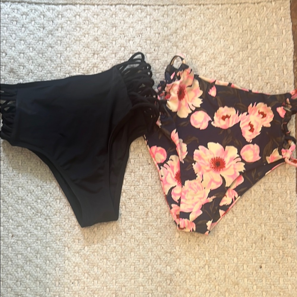 Floral and Black Women's Swim Bottoms